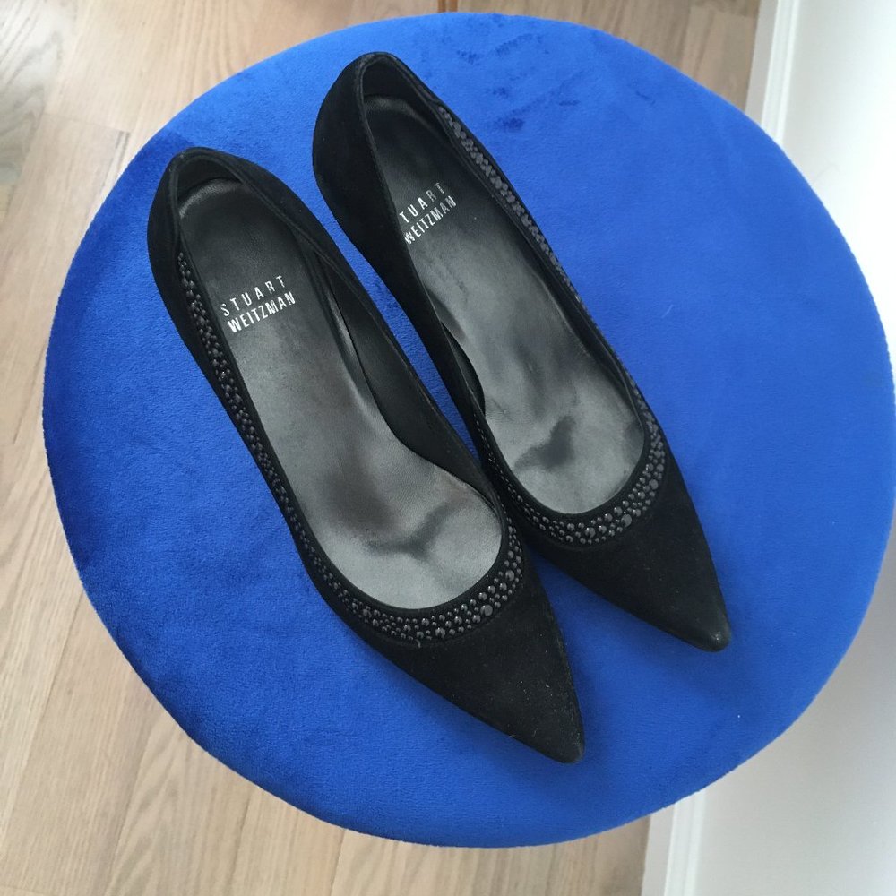 Stuart Weitzman Black Suede Pumps - Size 6 - Picture 1 of 7